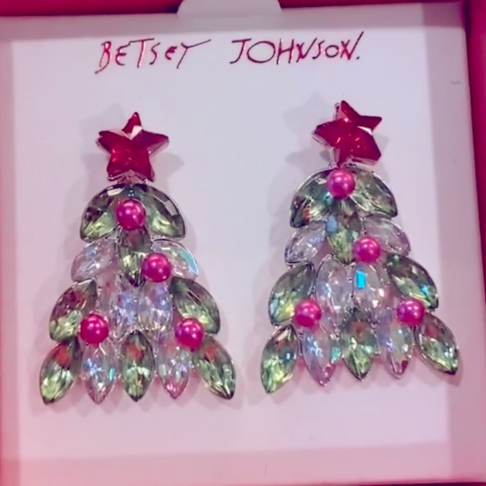 New BETSEY JOHNSON Christmas Tree Post Earrings - Picture 16 of 17